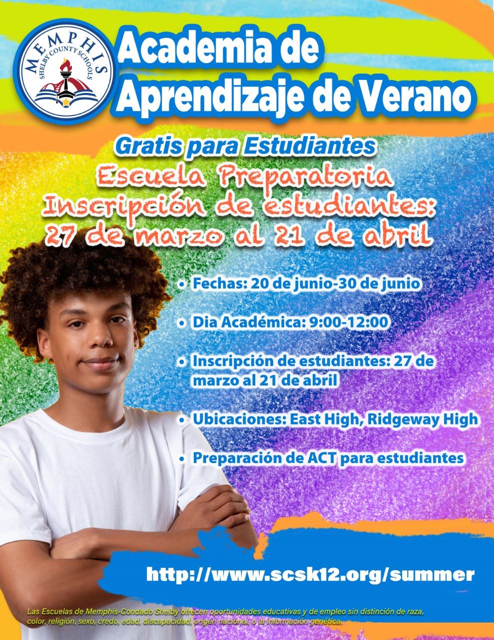 Academia de aprendizaje de verano gratis para estudiantes. inscripición de estudiantes 27 de marzo al 21 de abril